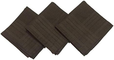 Birela Men's Pack of 3 Pure Cotton Plain Handkerchiefs (Brown)