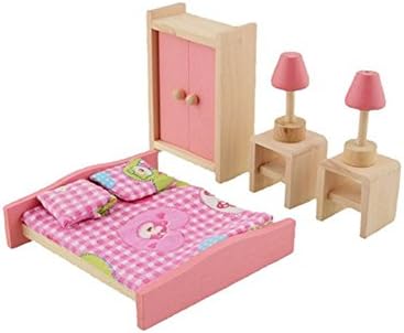 Pink Mini Bed with Pillow for Barbie Dolls Dollhouse Bedroom Furniture