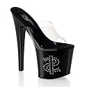 Women's 7 1/2 Inch Platform Slide With Rhinestone-Embedded Dollar Sign
