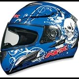 AFX FX-100 Sun Shield Helmet Color: Blue Skull Size: Medium M 01014362