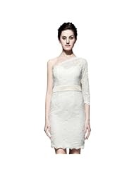 Sheath Lace Belted Short One Shoulder Mini Dress 