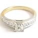 18ct Two Tone Gold 0.88ct Princess Cut Diamond Ring With Diamonds On The Shoulders Size J
