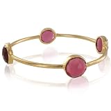 ELYA Designs 22K Yellow Gold Plated Bangle with Garnet Quartz Gemstone