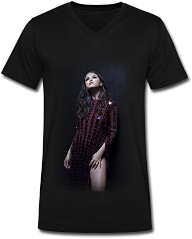 Men's Selena Gomez Revival Tour Poster V Neck T-Shirt Black US Size XL,100% Cotton