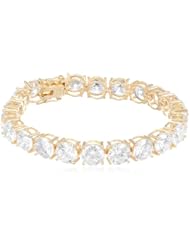 Platinum Plated Sterling Silver Round Simulated Diamond Tennis Bracelet