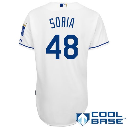 MLB Men's Kansas City Royals Joakim Soria Six Button Cool Base Authentic Home Jersey (White, 40/Medium)