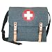 Salt & Pepper Black Canvas German Medic Shoulder Bag - 12.5 x 10.5 x 3, Red Cross Insignia