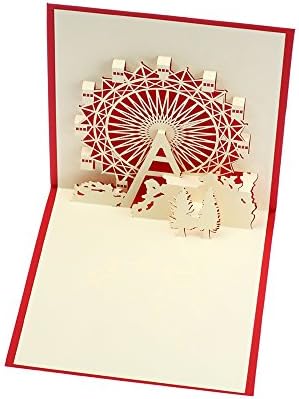 Creative 3D Simple Ferris Wheel Handmade Paper Greeting Card Birthday Cards Custom Gift Cards Set of 5Pcs