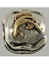 14k Gold and Silver Wave Sailfish Bead Charm 13600A
