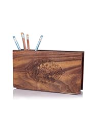 Office Product: A Rosewood Pen Pencil Stand Holder with Hand Carved Decorative Floral Patterns, Desk Accessory - Store Indya