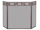 Outdoor Living : UniFlame 3 Panel Antique Rust Finish Wrought Iron Screen W/ Leaves