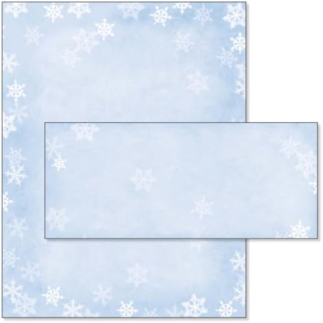 Winter Snow Flakes Christmas Stationery &amp; Matching Envelopes (Set of 80)
