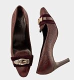 Gucci - Gucci Shoes - Ladies Brown Leather Pumps (Authentic Choco Gucci Logo Art. 151669 Womens)