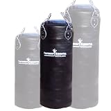 Kick Boxing Punch Bag Filled with Bag mitts & Chain Real Vinyl Black 4ft