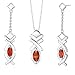 Jewelry : Sumptuously Romantic 2.75 carats Marquise Shape Garnet Pendant Earrings Set in Sterling Silver