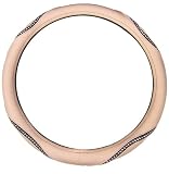 41Hjfv474AL. SL160  Beige Leather w/ Clear Prima Bella Crystals on Black Stripe Car Truck SUV Steering Wheel Cover   Small