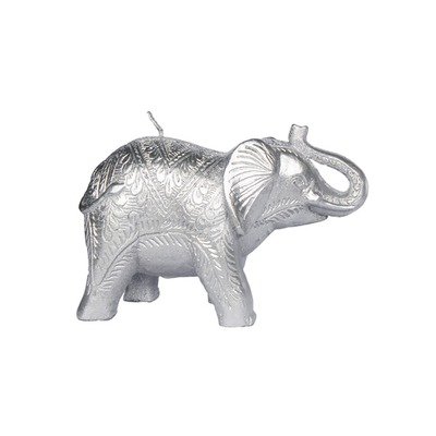 Elephant Candle in Metallic Silver