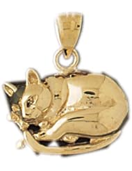 Dazzlers Solid 14k Gold Cat Charm Pendant Available in three colors from jewelsberry (weights: 3.2 grams only)