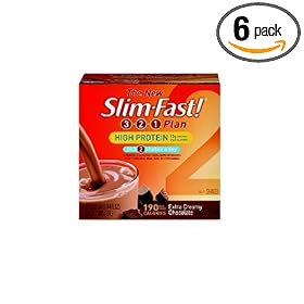 Slim-Fast 3-2-1 Plan, High Protein Ready To Drink Shake, Extra Creamy Chocolate, 11-Ounce Cans in 4-Count Boxes (Pack of 6)