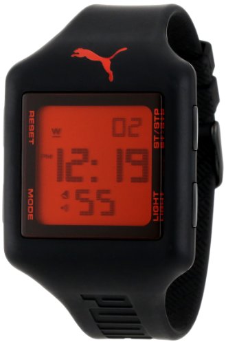 PUMA Unisex PU910791001 "Slide" Black and Red Digital Watch