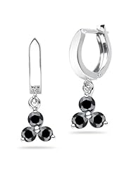 0.96 Cts Black Diamond Three Stone Earrings in 14K White Gold