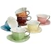Yedi Houseware Inside Out Heart Cups and Saucers, Set of 6, Assorted/Platinum, 3 Oz.