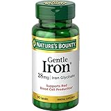 Nature's Bounty Gentle Iron 28 mg Iron Glycinate, 90 Capsules (Pack of 3)