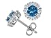 2.25 cts 14K White Gold Plated 925 Sterling Silver and Genuine Round Blue Topaz Earrings