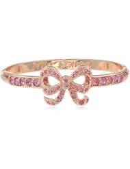 Betsey Johnson "Holiday Boxed" Gift Box with Crystal Bow Hinged Pink Bangle Bracelet, 7.5"