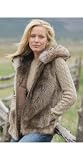 Women's Hazel Longhaired Beaver Fur Vest with Raccoon Fur Trim