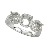 3 Diamond 1/4 ct. Semi Mount Bridal Engagement Ring in 14K White Gold