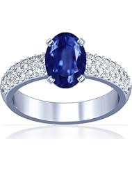 Platinum Oval Cut Blue Sapphire Ring With Sidestones (GIA Certificate)