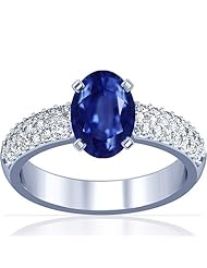 18K White Gold Oval Cut Blue Sapphire Ring With Sidestones (GIA Certificate)