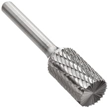 Bassett Cylindrical Solid Carbide Bur, Uncoated (Bright) Finish, Double Cut, End Cut End