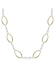 14K Yellow Gold & Sterling Silver Designer 18" Necklace with Oval Links