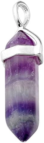 Ayliss® Quartz Crystal Healing Point Chakra Cut Gemstone Pendant for Necklace (Fluorite)