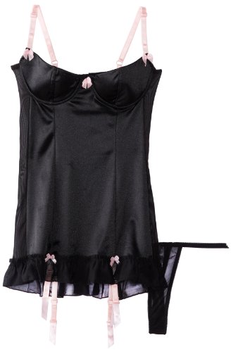 Dreamgirl Women's Starlet Satin Garter Slip with Thong