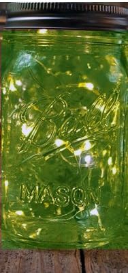Fairy Lights Led Ball Mason Pint 16 Ounce Jar Regular Mouth Firefly (Green)