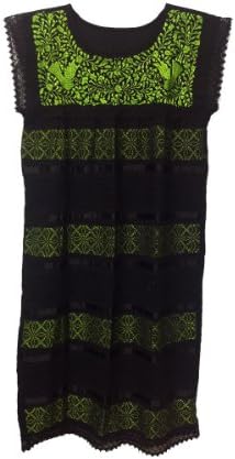 Nativa Women's Authentic Mexican Dress One Size Black Green