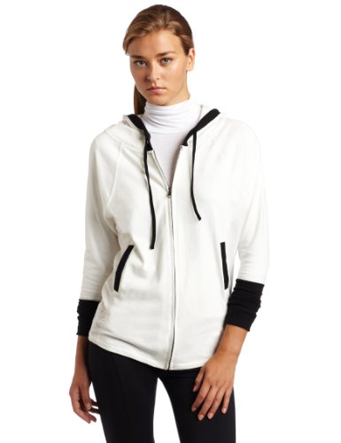 Hknb Heidi Klum For New Balance Women's Zip-Up Dolman Hoodie, Winter White/Black, Medium