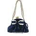 Sapphire Blue Satin Purse - Pearl Handle - Inside Mirror Included