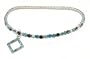 Anklet - A23 - Swarovski (tm) Crystal - Stretch ~ Aqua and Smoky Topaz (Brown) with Aqua Diamond Charm