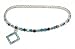 Anklet - A23 - Swarovski (tm) Crystal - Stretch ~ Aqua and Smoky Topaz (Brown) with Aqua Diamond Charm