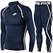 JustOneStyle Skin Tight Compression Base Layer Long Sleeve Under Shirt & Pants Navy Set