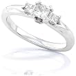 1/2ctw Three Stone Princess Diamond Engagement Ring in 14kt White Gold (HI/I1-I2)