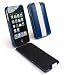 Tuff-Grip slim-line leather (antenna assist) case cover for Apple iPhone 4 / 4G - Blue/White - Sports Range