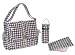 Matching insulated bottle bag, Coordinating zippered pouch, Large fold-out padded changing pad, 
Kalencom Diaper Bags are AZO free, We use no Phthalates/DEHP, DBP, or BOP in our PVC.