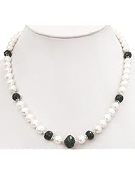 Handmade Single Strand Natural Faceted Emerald & Pearl Beaded Necklace