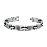 Unique Mens Stainless Steel Bracelet With Laser Etched Pattern