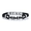 Trendy Innovation: Stainless Steel Panther Link and Rubber Cord Bracelet for Men